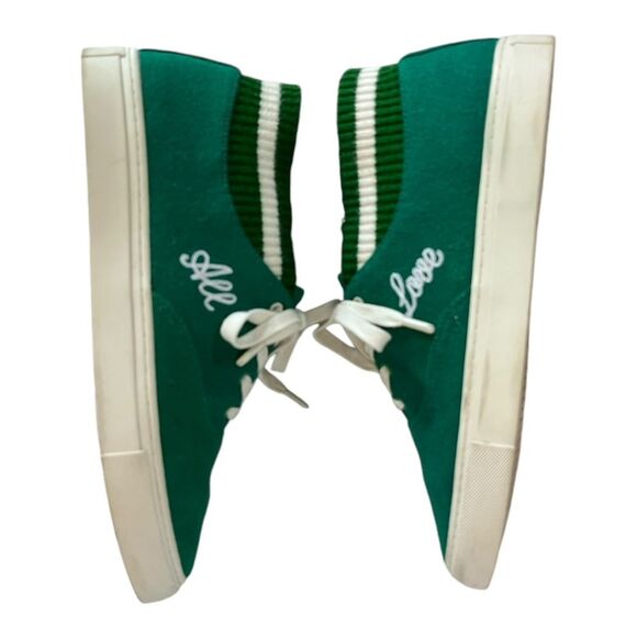 Tory Sport | Green Ribbed Cloth Leather Lace Up Love All Sneakers 10.5 - Picture 5 of 10